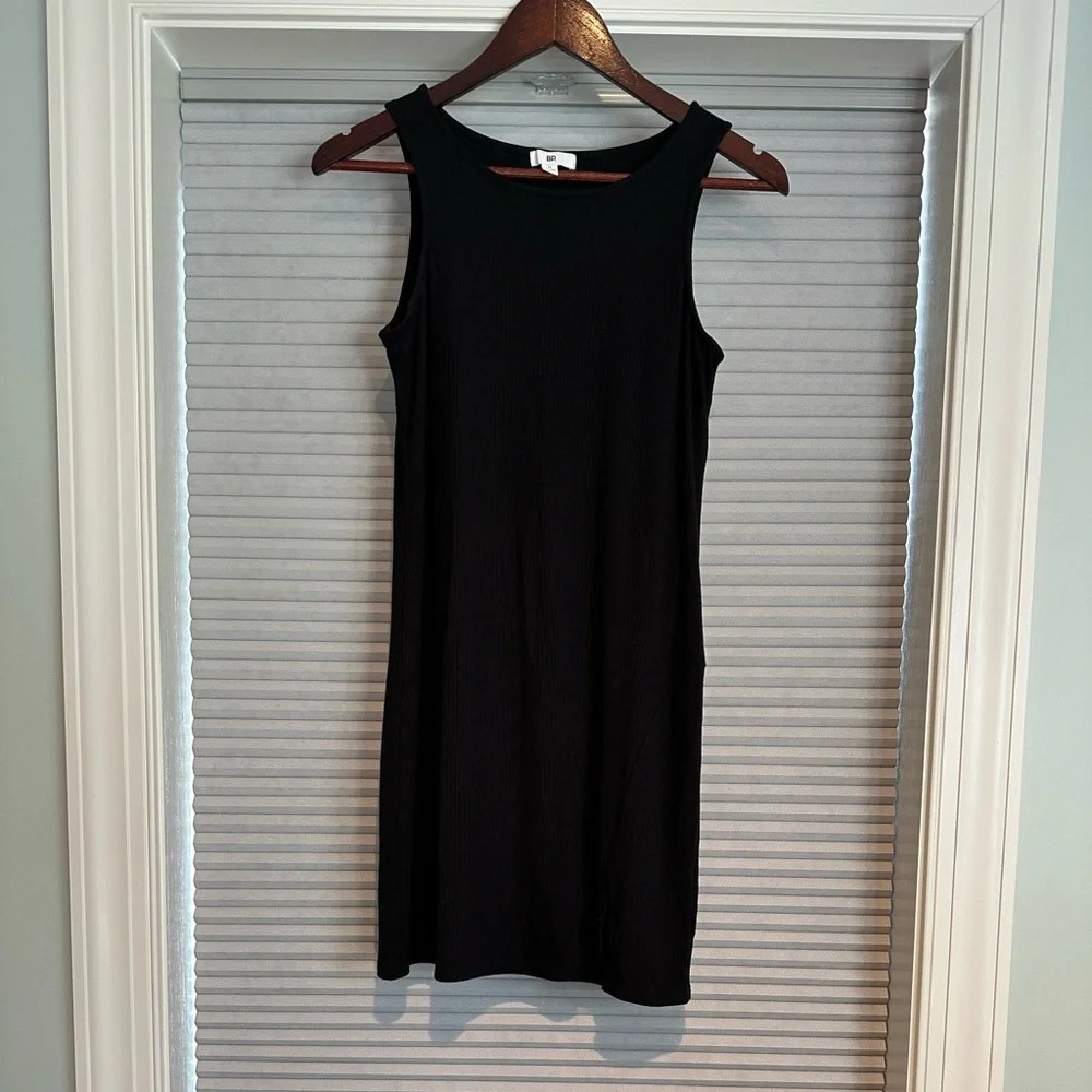 Black ribbed sleeveless nordstrom dress H-28